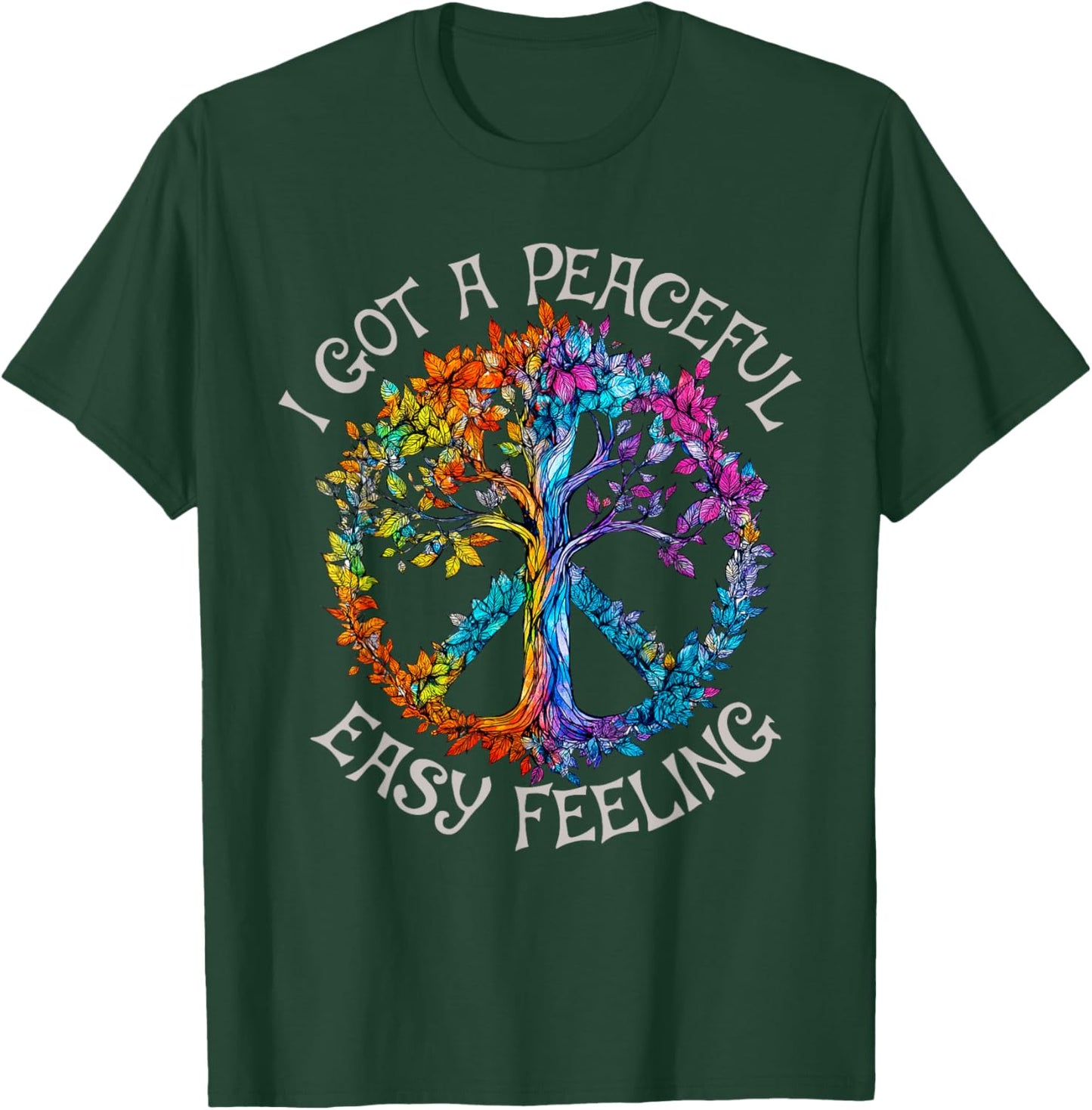 I Got An Easy Peaceful Feeling Vintage Art Forest Peace Tree T-Shirt - T-Shirt | Forest