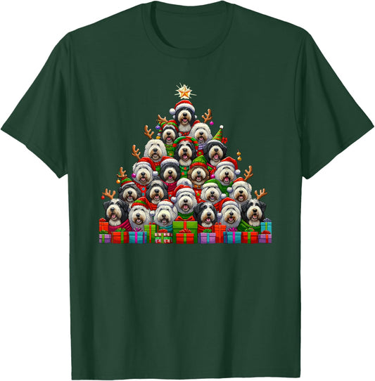 Christmas Tree Old English Sheepdog T-Shirt - T-Shirt | Forest