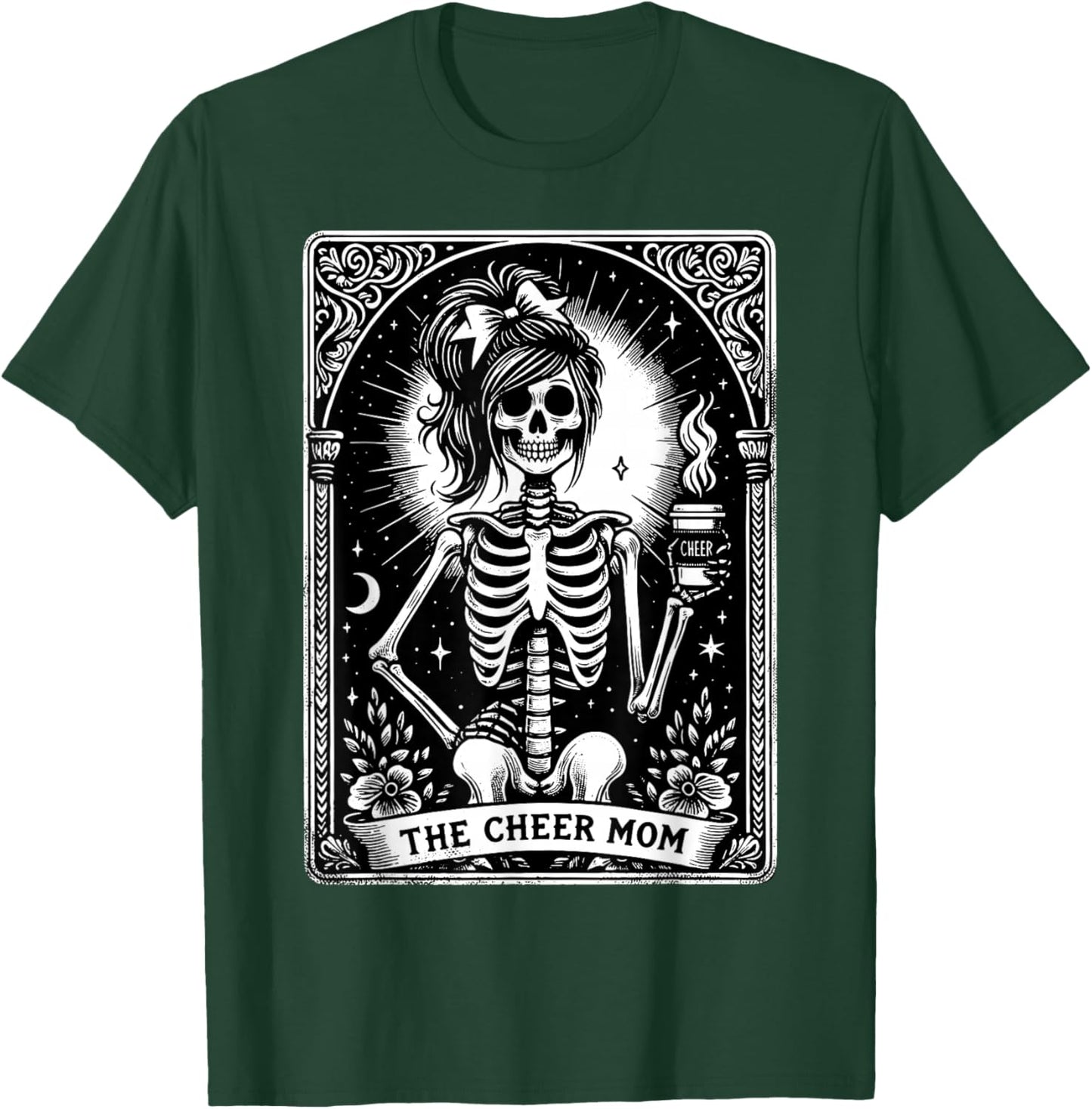The Cheerleader Funny Tarot Card Girls Skeleton Cheer Mom T-Shirt - T-Shirt | Forest