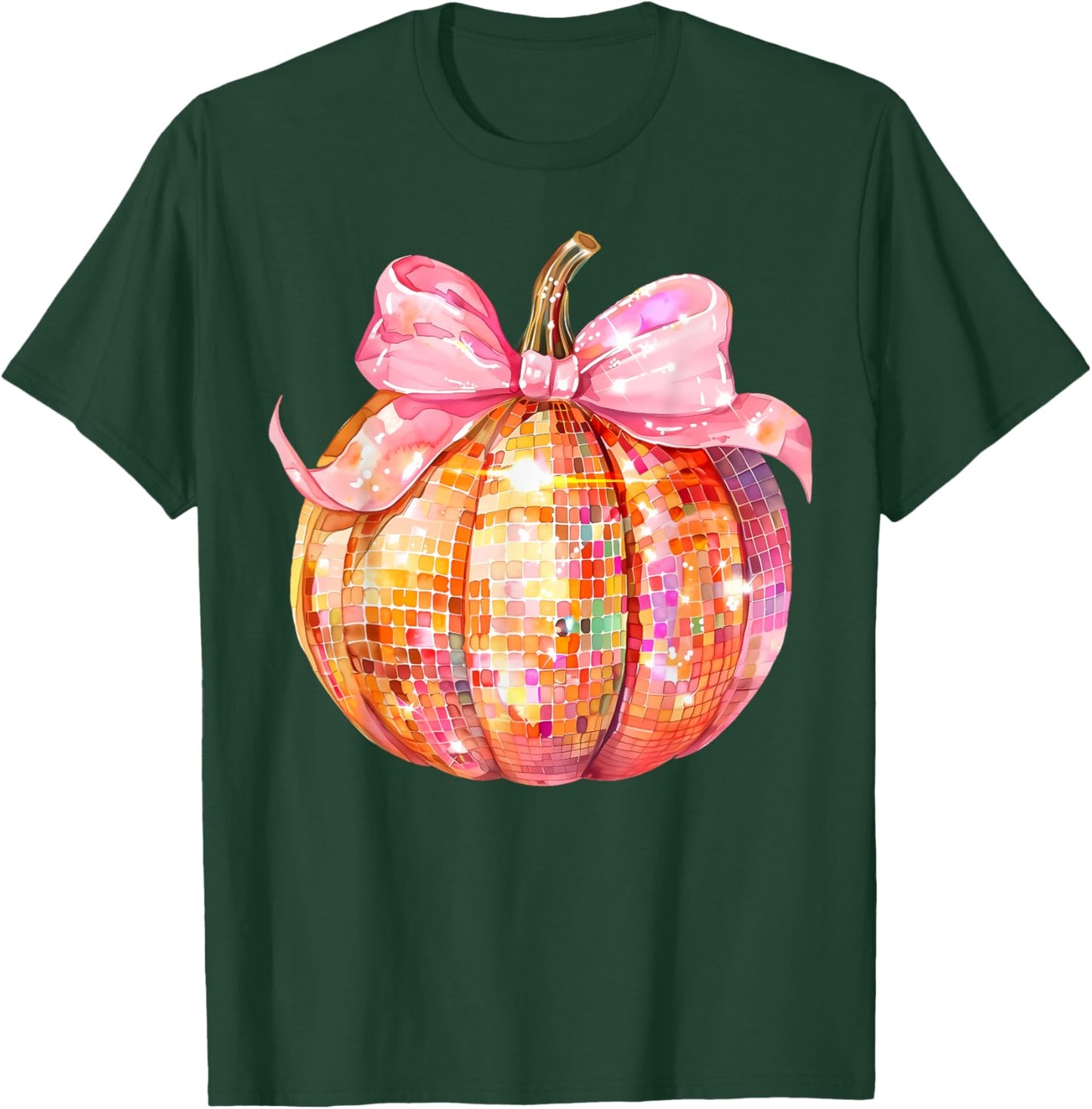 Coquette Pumpkin Bow Disco Ball Cute Girly Halloween Costume T-Shirt - T-Shirt | Forest