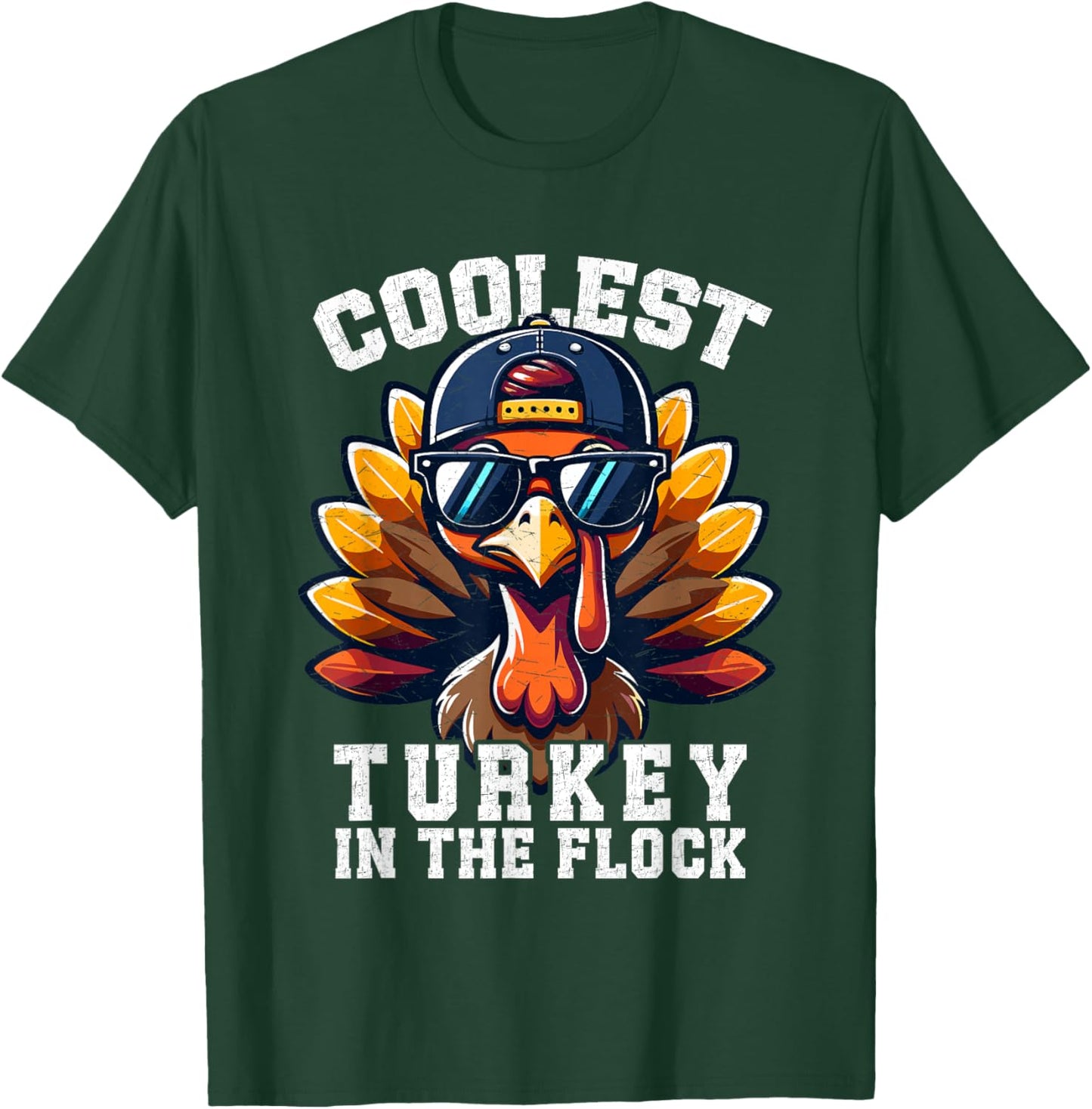 Coolest Turkey Thanksgiving Toddler Boys Kids Men Turkey T-Shirt - T-Shirt | Forest