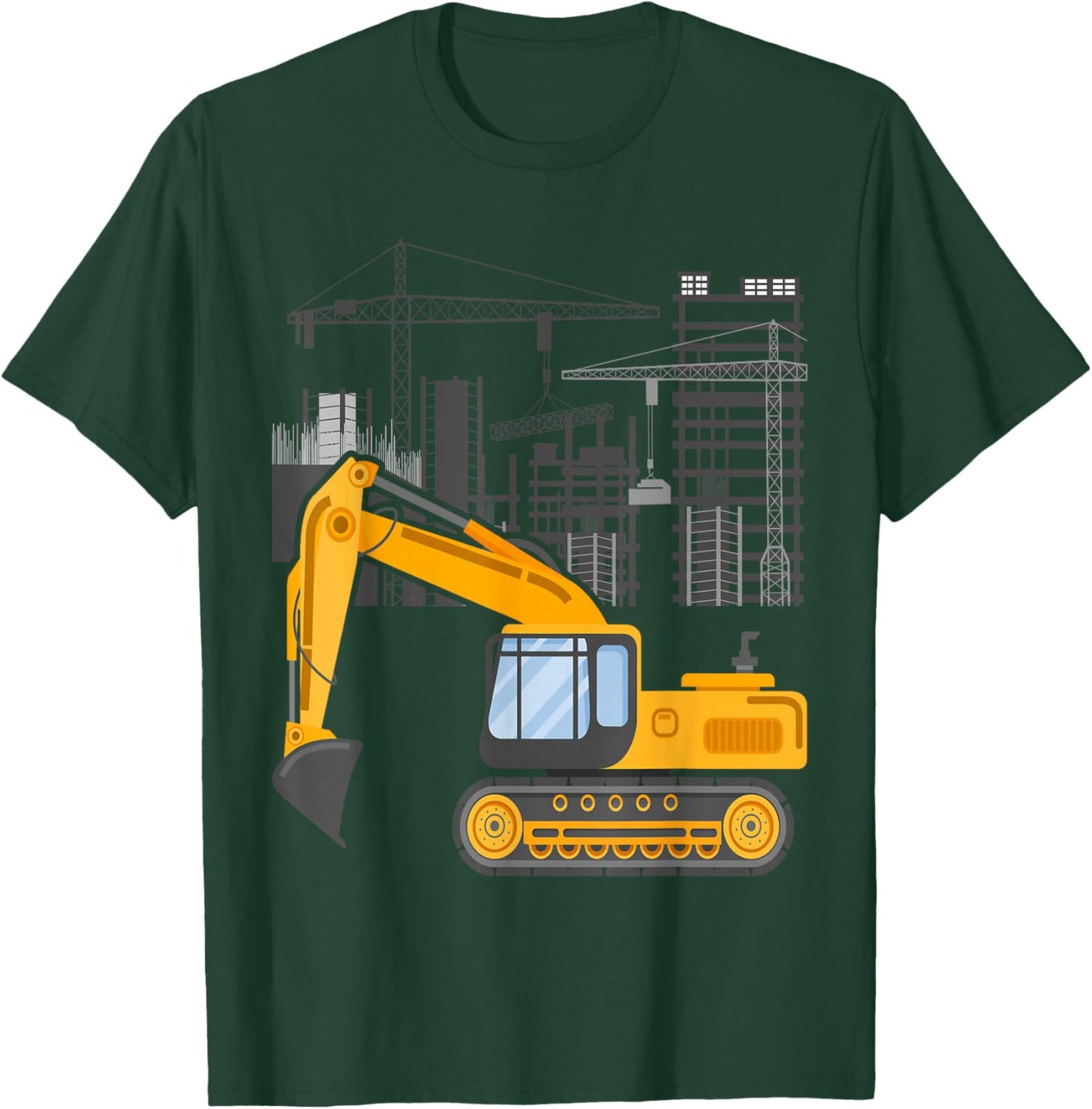 Construction Site Truck Driving Men Boys Excavator T-Shirt - T-Shirt | Forest
