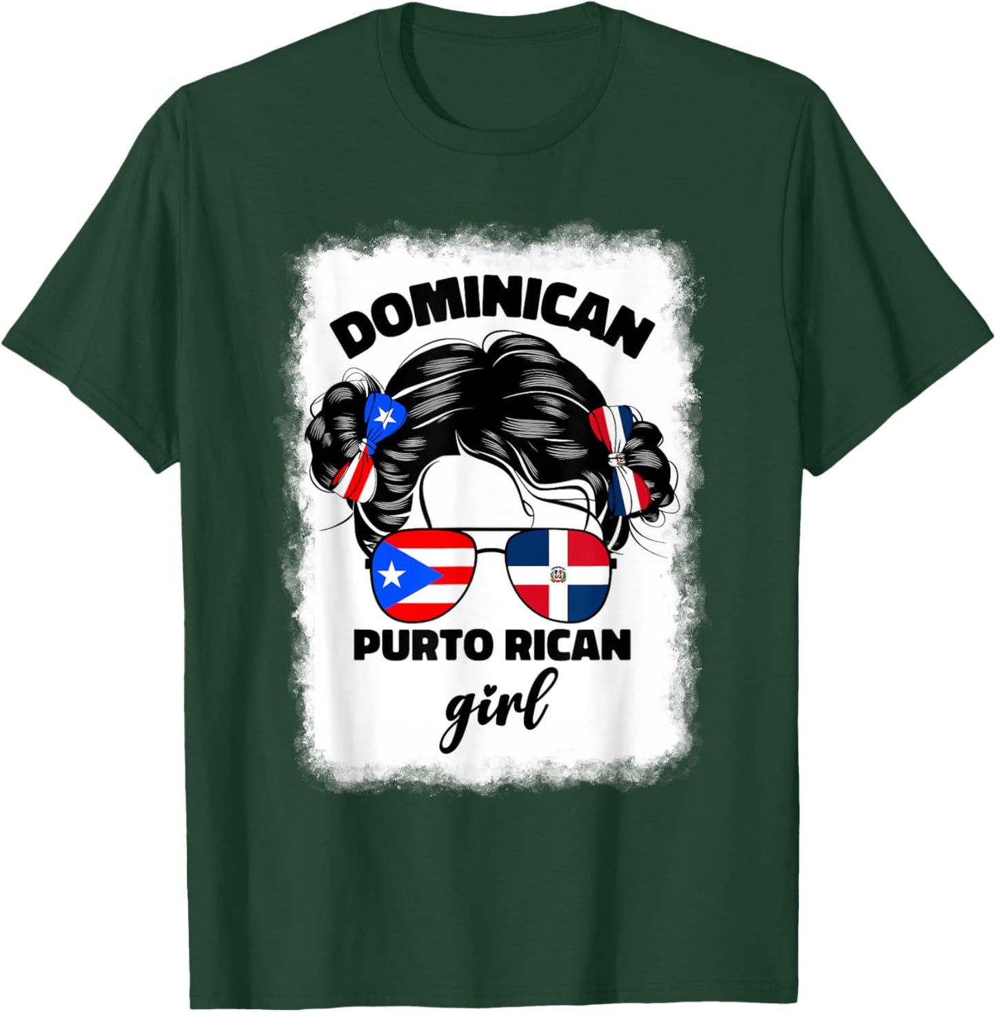 DominiRican Girl Kids Dominican And Puerto Rican Rico Flag T-Shirt - T-Shirt | Forest