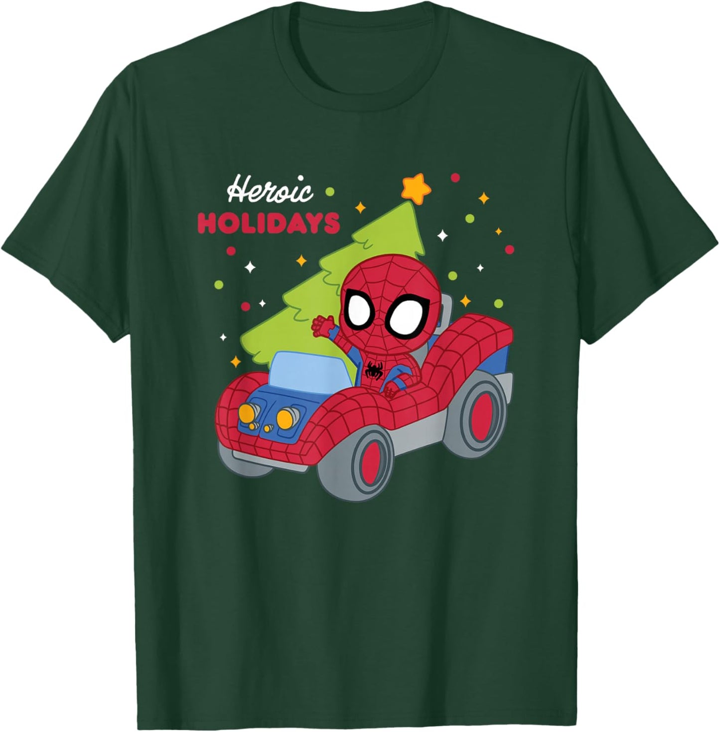 Marvel Christmas Heroic Holidays Cute Spider Man Chest Logo T-Shirt - T-Shirt | Forest