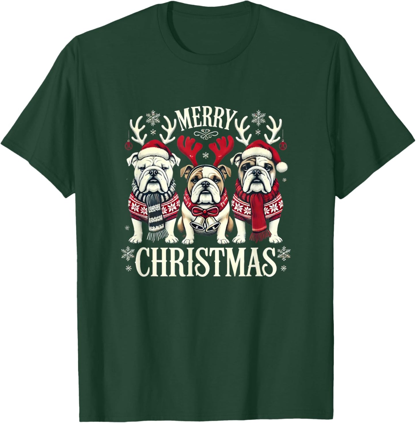 Christmas English Bulldog Mom English Bulldog Christmas T-Shirt - T-Shirt | Forest