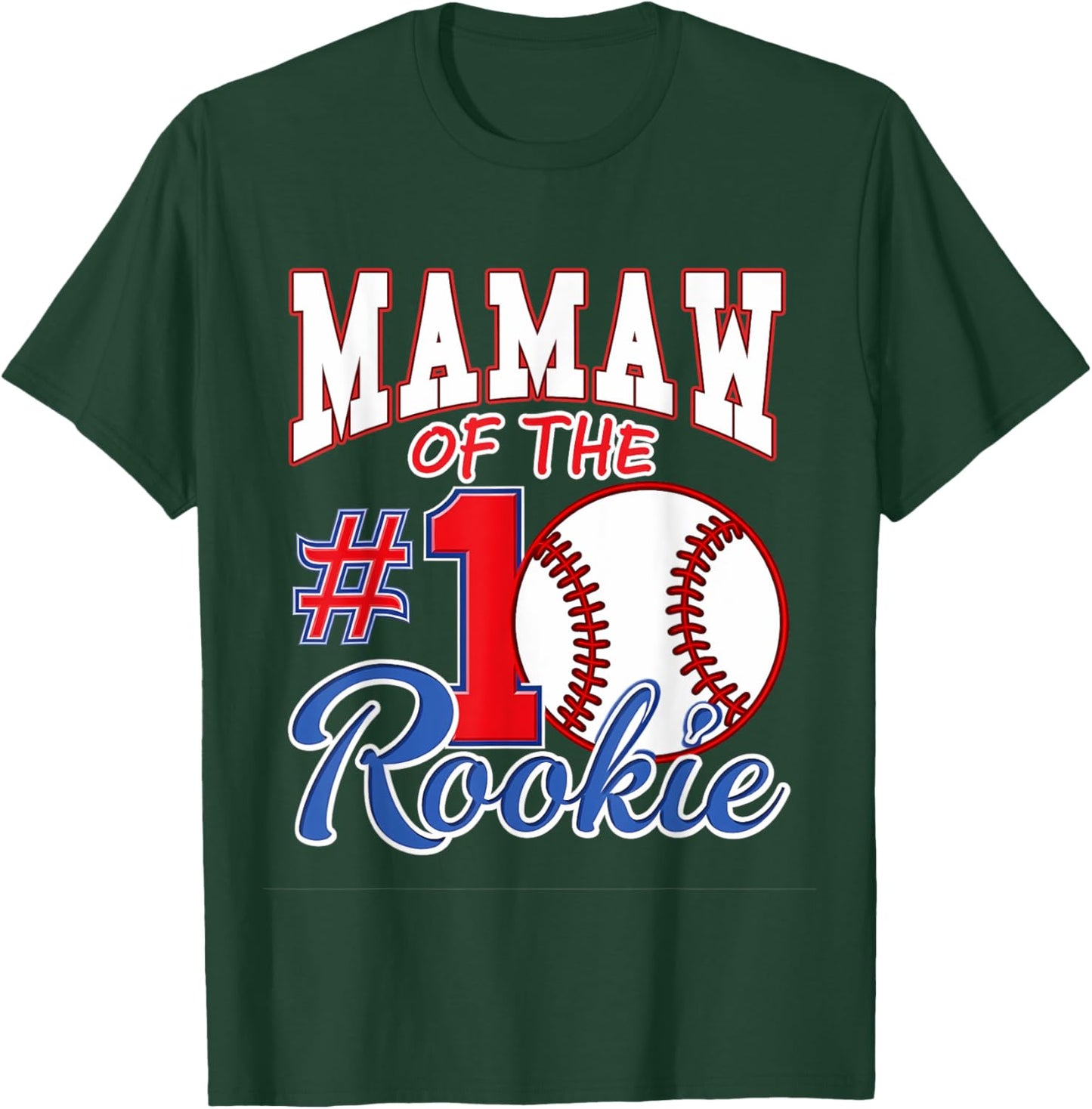 Retro Grandma Mamaw Of The Number 1 Rookie Baseball T-Shirt - T-Shirt | Forest