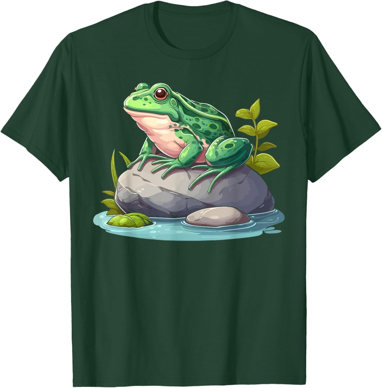 Frog Sitting On A Rock Funny Frog Lovers T-Shirt - T-Shirt | Forest