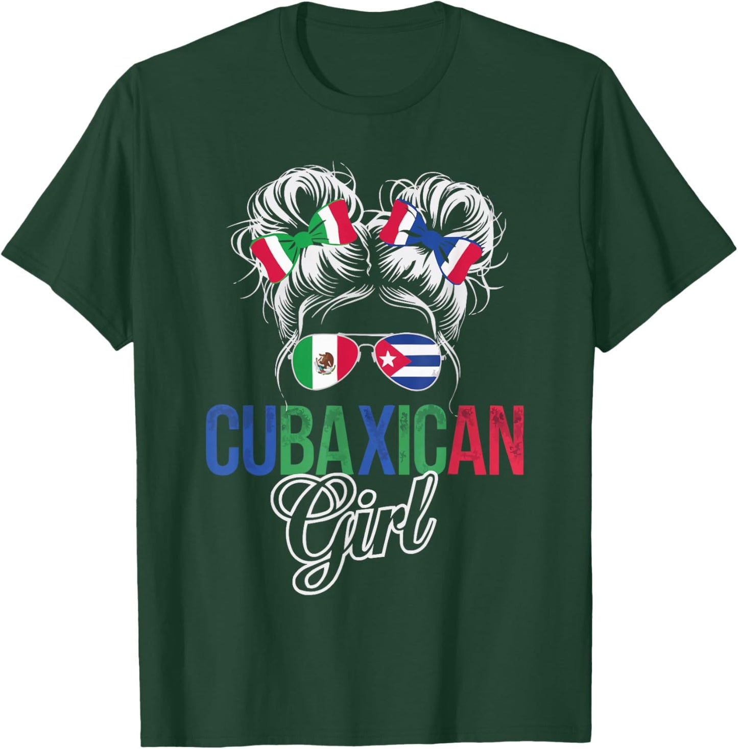 Half Cuban Half Mexican Country Mexico Flag Cuba T-Shirt - T-Shirt | Forest