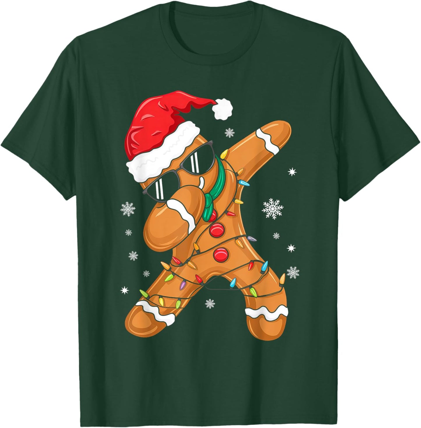Dabbing Gingerbread Santa Christmas Family Matching Pajamas T-Shirt - T-Shirt | Forest