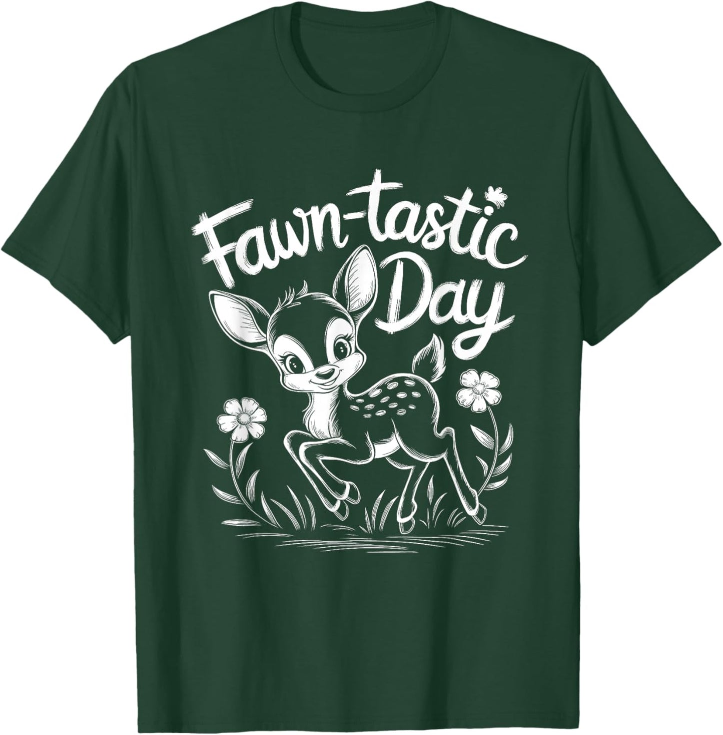 Fawn-tastic Day Cute Deer Humorous Design - Black - Small - - Short Sleeve - - All Seasons - Pull On - 1 Count T-Shirt - T-Shirt | Forest