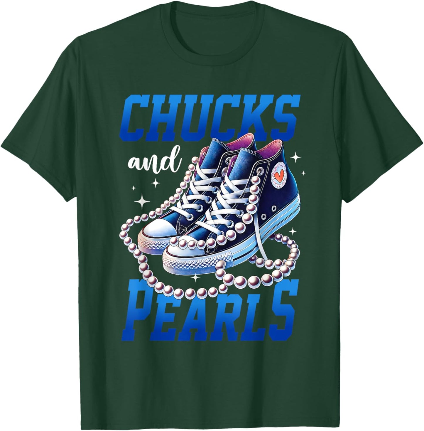 Chucks and Pearls Kamala Harris 2024 for President Election T-Shirt - T-Shirt | Forest