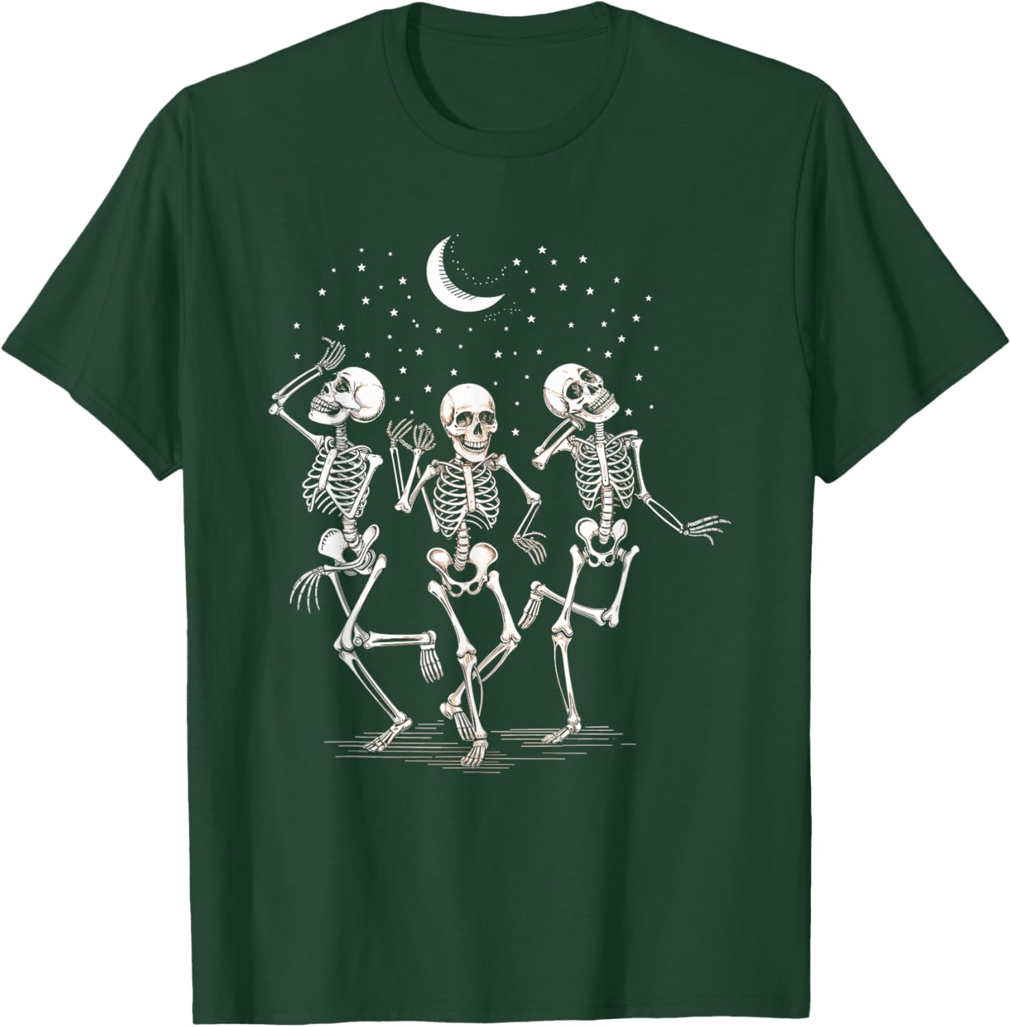 Skeleton Dance Moon Stars Night Halloween Party T-Shirt - T-Shirt | Forest