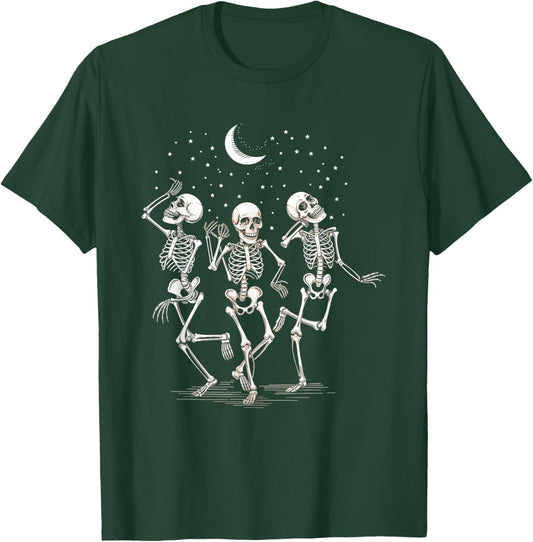Skeleton Dance Moon Stars Night Halloween Party T-Shirt - T-Shirt | Forest