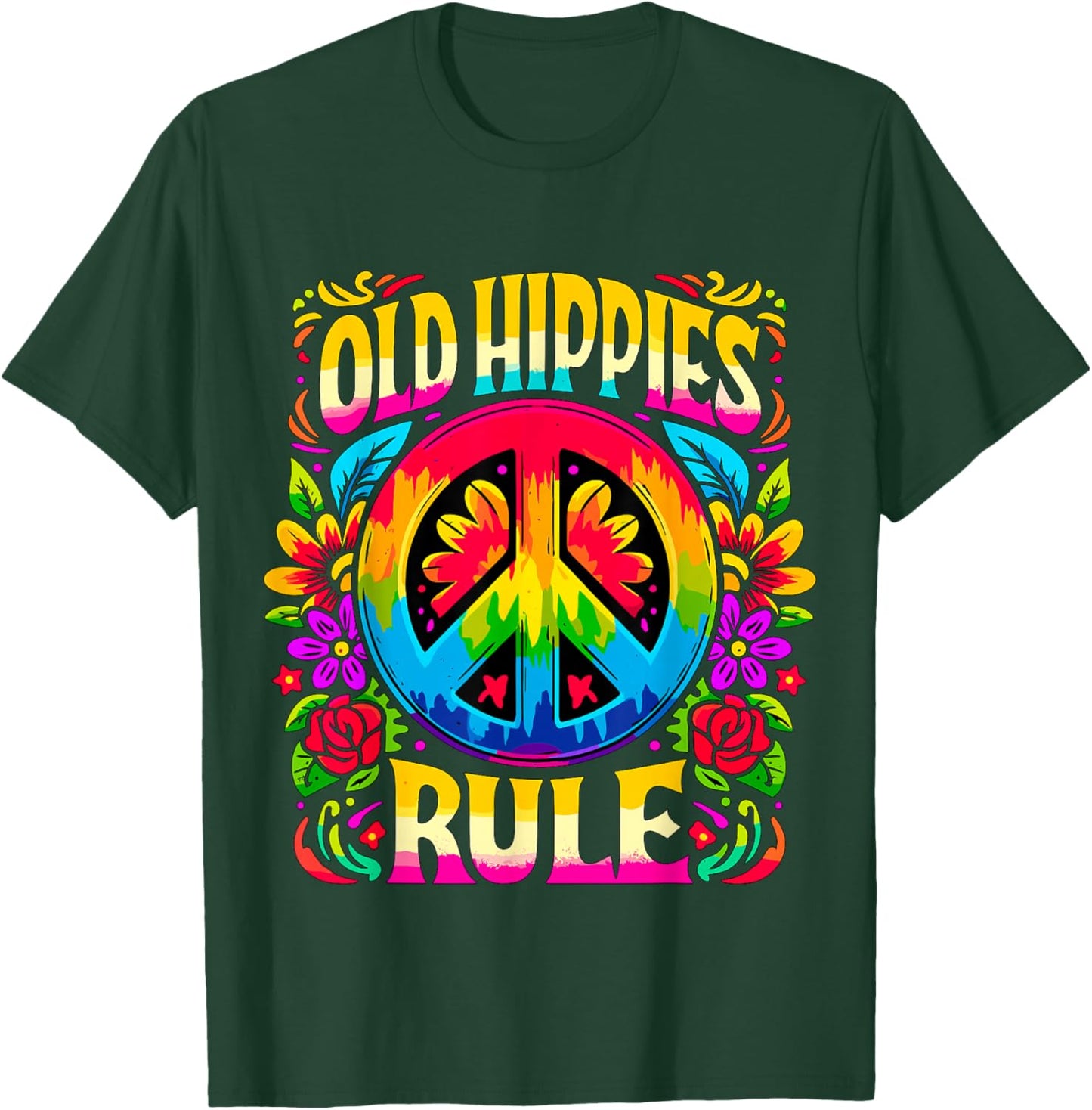 Old Hippies Rule 70s 80s Party Peace T-Shirt - T-Shirt | Forest