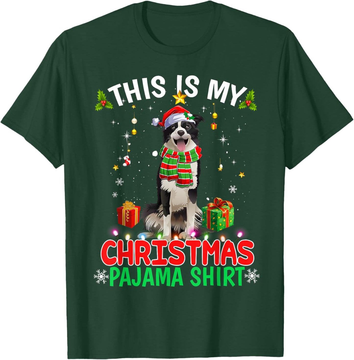 This Is My Christmas Pajama Shirt Border Collie Xmas Dogs T-Shirt - T-Shirt | Forest