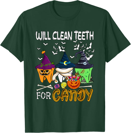 Will Clean Teeth For Candy Christmas Dentis Lover Team T-Shirt - T-Shirt | Forest