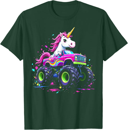 Monster Truck Unicorn Birthday Party Monster Truck Girl T-Shirt - T-Shirt | Forest