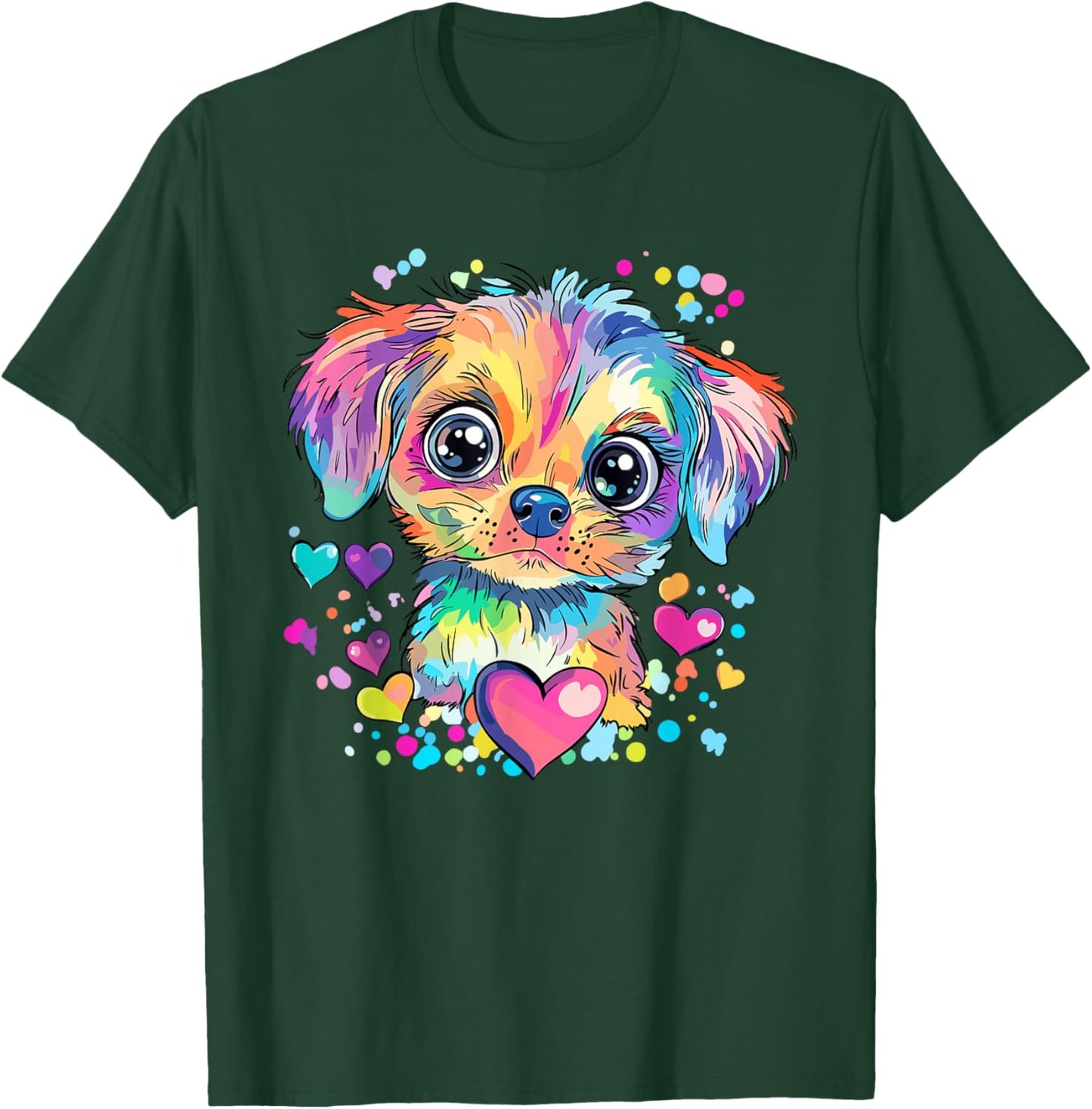 Rainbow Puppy with Hearts T-Shirt - T-Shirt | Forest