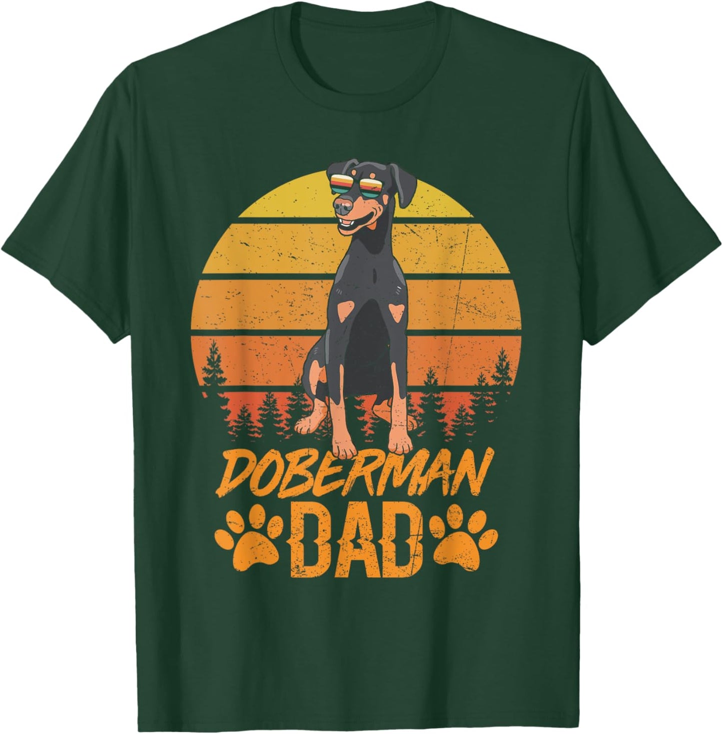 Vintage Retro Cool Natural Ear Doberman Dad Fathers Day T-Shirt - T-Shirt | Forest