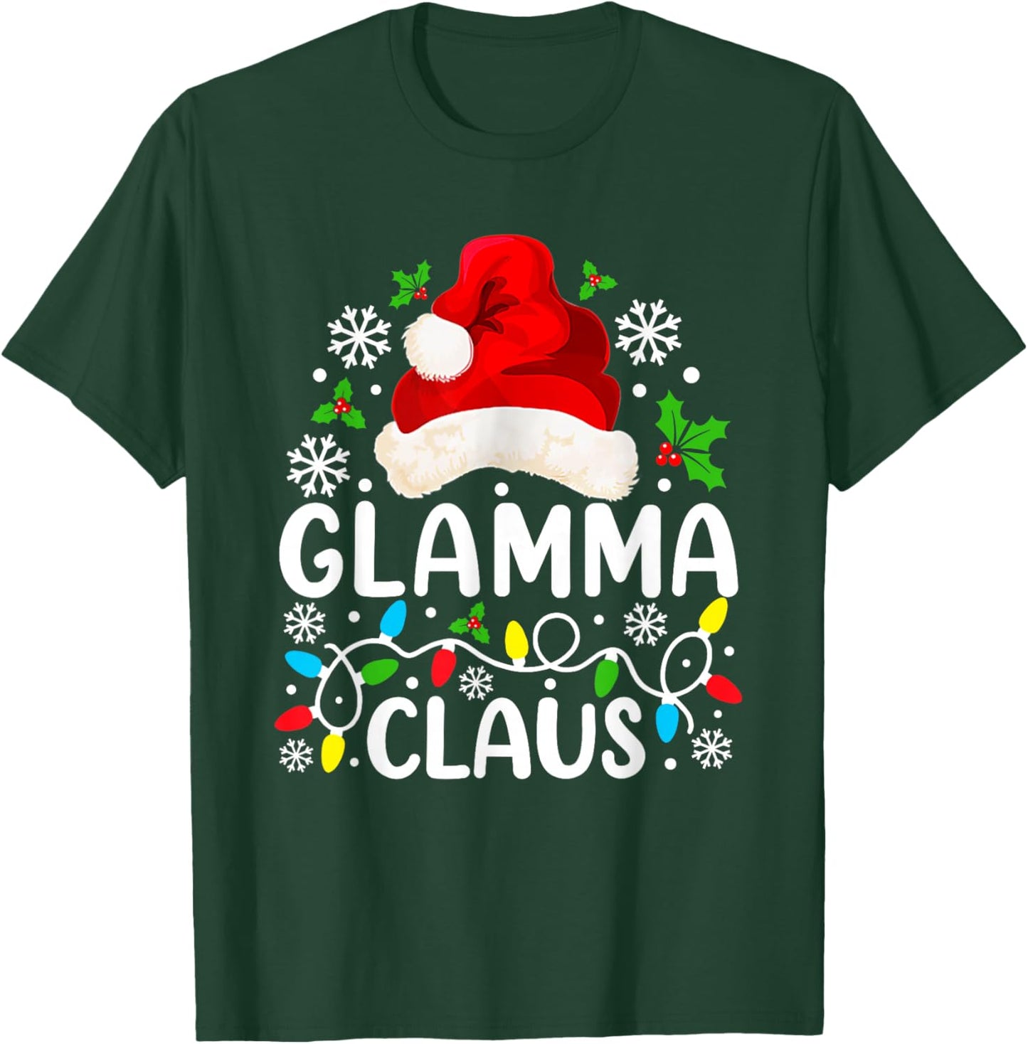 Glamma Claus Funny Christmas Family Matching Grandma T-Shirt - T-Shirt | Forest
