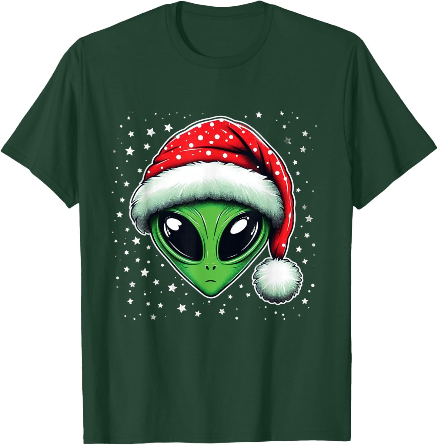 Christmas Alien Santa Hat Xmas Funny Alien Men Women T-Shirt - T-Shirt | Forest