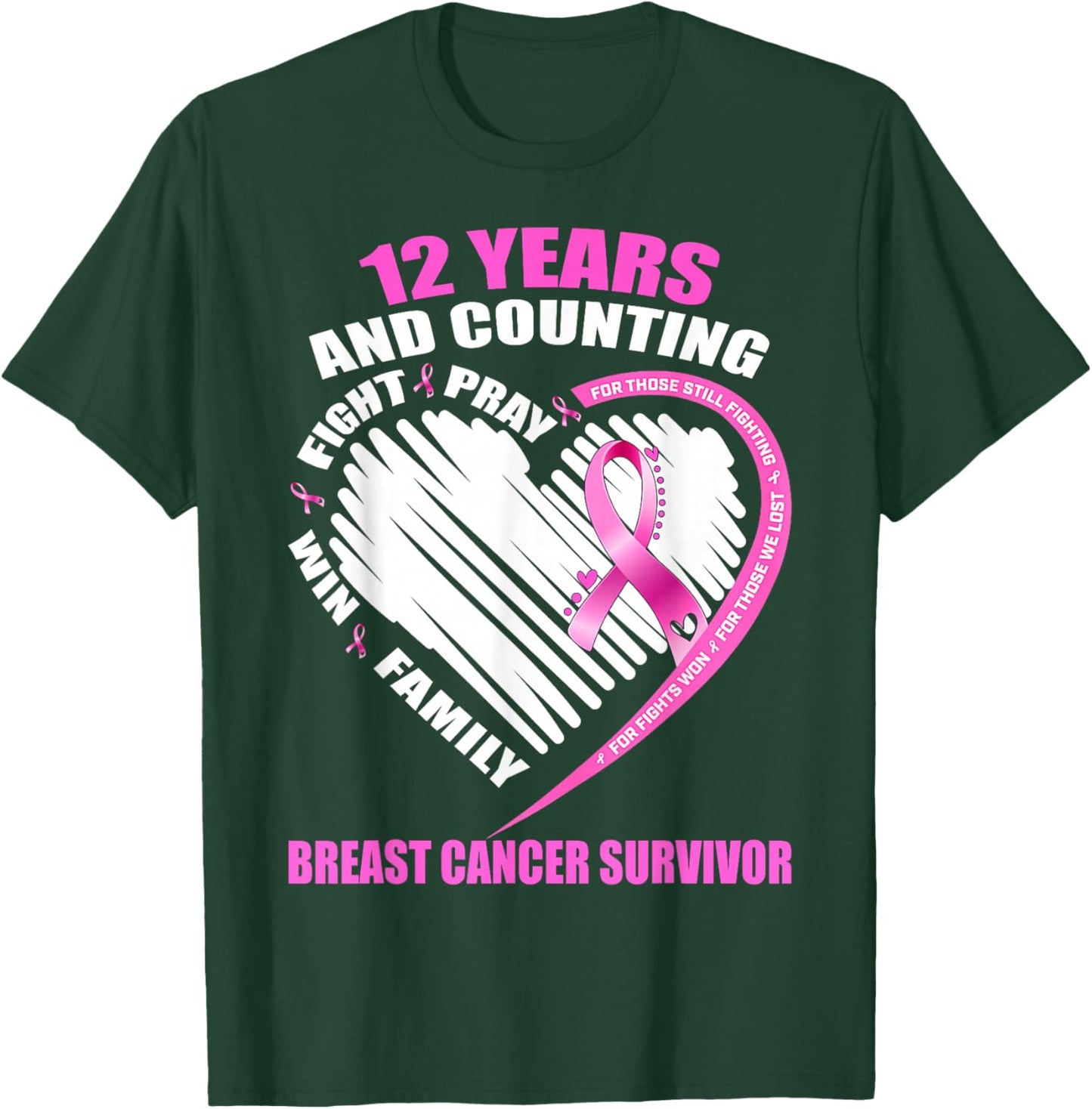 12 Years Cancer Free Gifts 12 Year Breast Cancer Survivor T-Shirt - T-Shirt | Forest