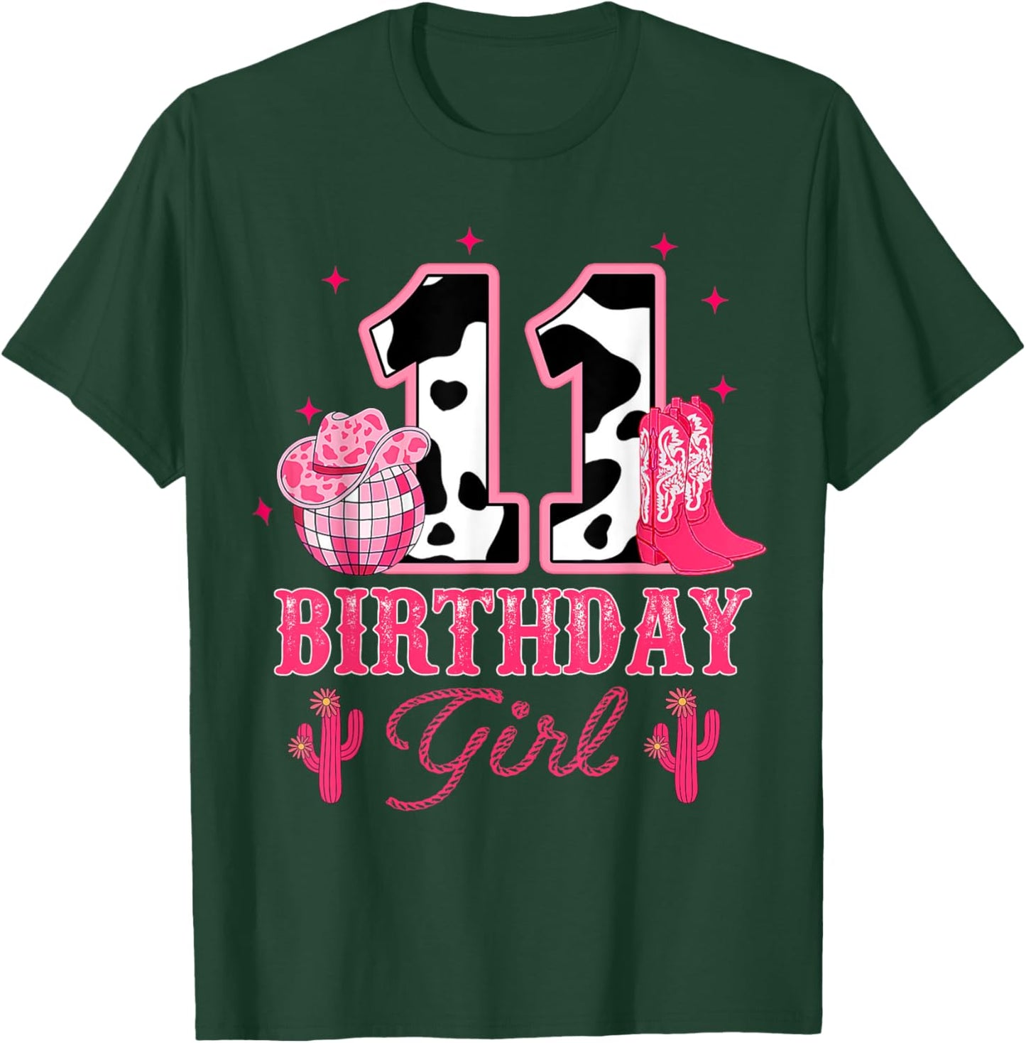 Happy 11th Birthday Girl Outfit Rodeo Western Cowgirl Cowboy T-Shirt - T-Shirt | Forest