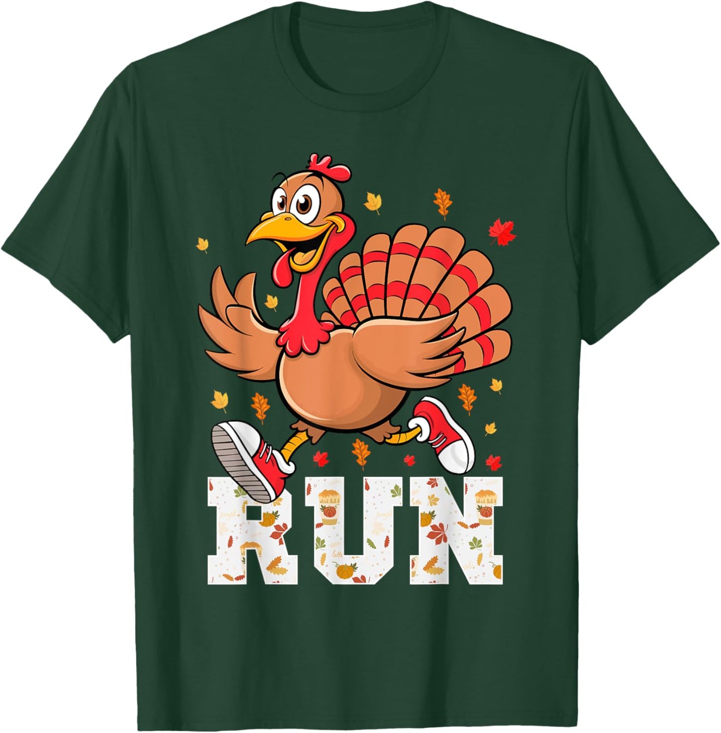 Turkey Run Costume Kids Thanksgiving Running Turkey Trot T-Shirt - T-Shirt | Forest