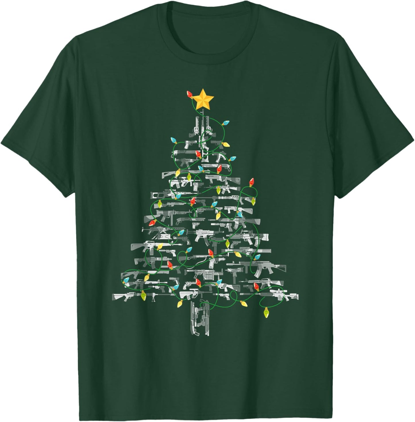 Gun Lover Christmas Tree Gun Owner Xmas Lover Novelty T-Shirt - T-Shirt | Forest