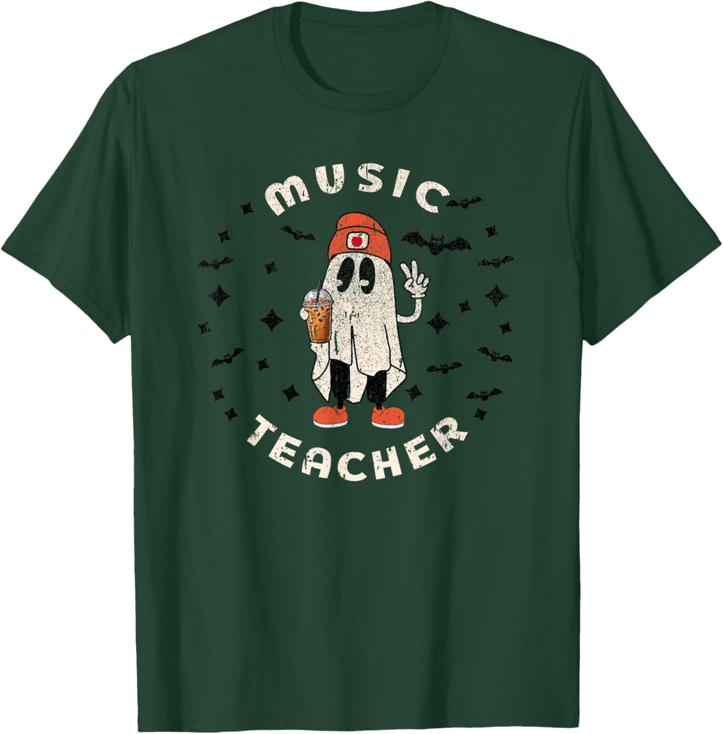 Music Teacher Halloween Piano Educator Women Men Funny Fall T-Shirt - T-Shirt | Forest