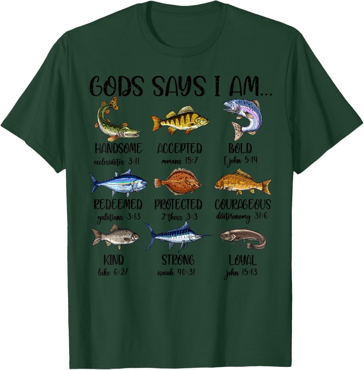 Christian God Says I Am Fishing Toddler Boy Kids Men Jesus T-Shirt - T-Shirt | Forest