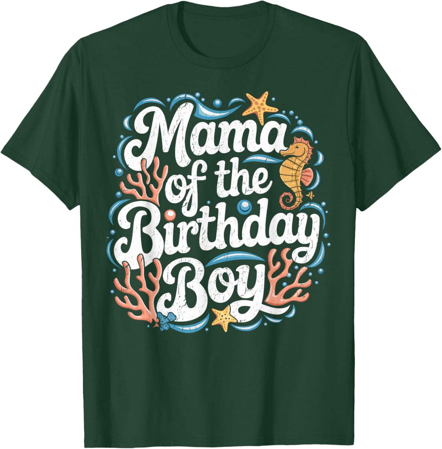 Mama Of The Birthday Boy Under Sea Birthday Mom T-Shirt - T-Shirt | Forest