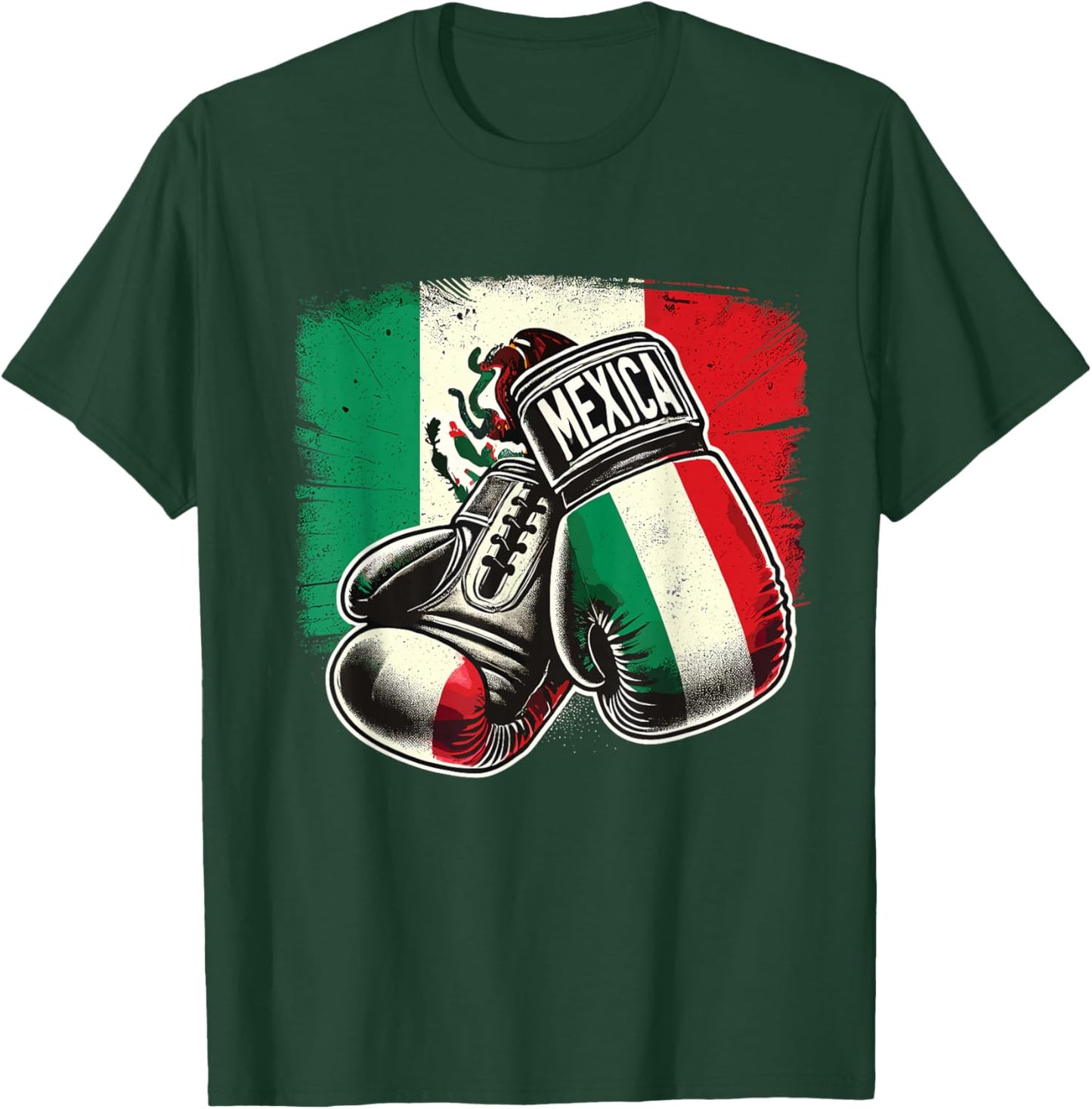 Mexican Boxing Mexican Boxing Gloves Flag T-Shirt - T-Shirt | Forest