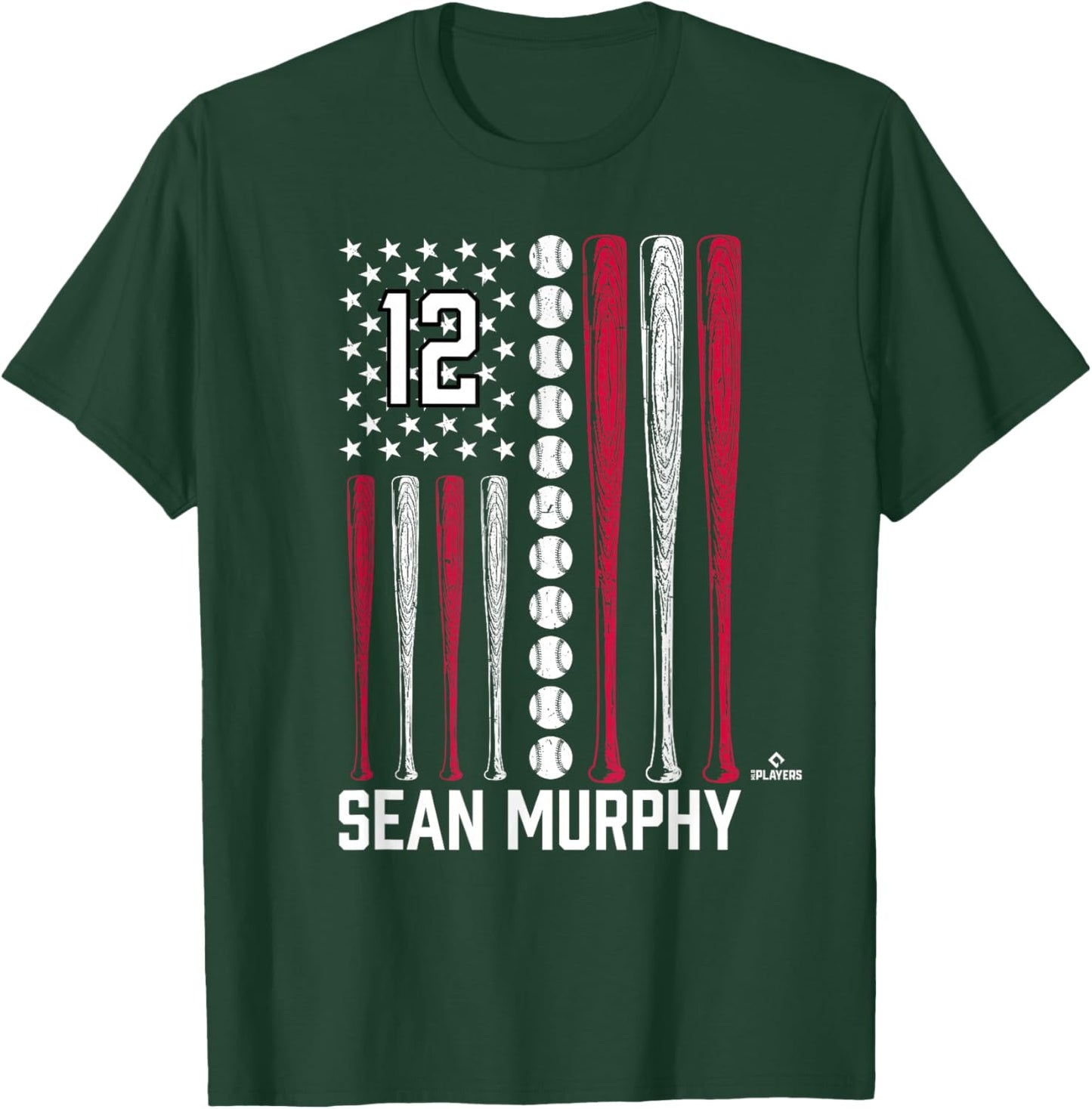 Baseball American Flag Sean Murphy Atlanta Baseball MLBPA T-Shirt - T-Shirt | Forest