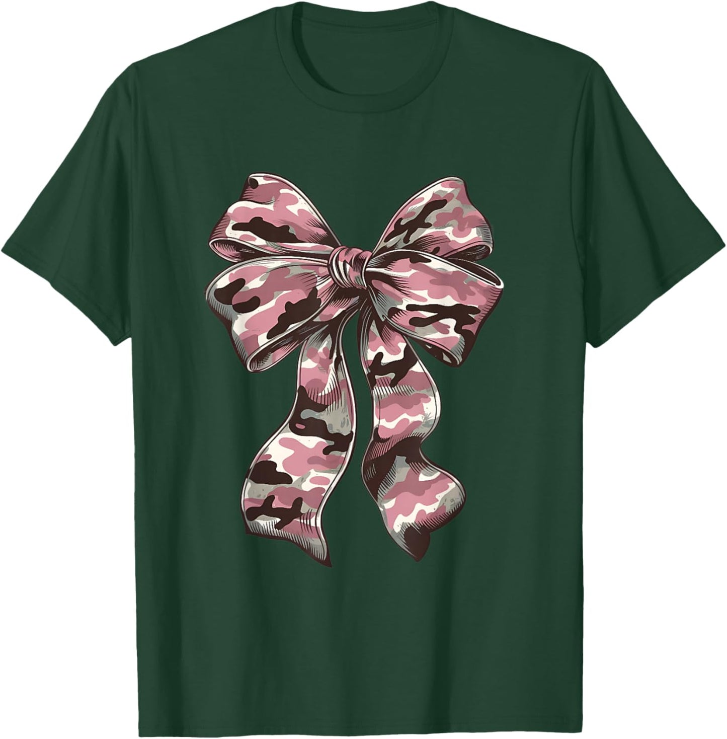 Pink Camouflage Old Camo Bow Camo Coquette Bow Hunting Women T-Shirt - T-Shirt | Forest