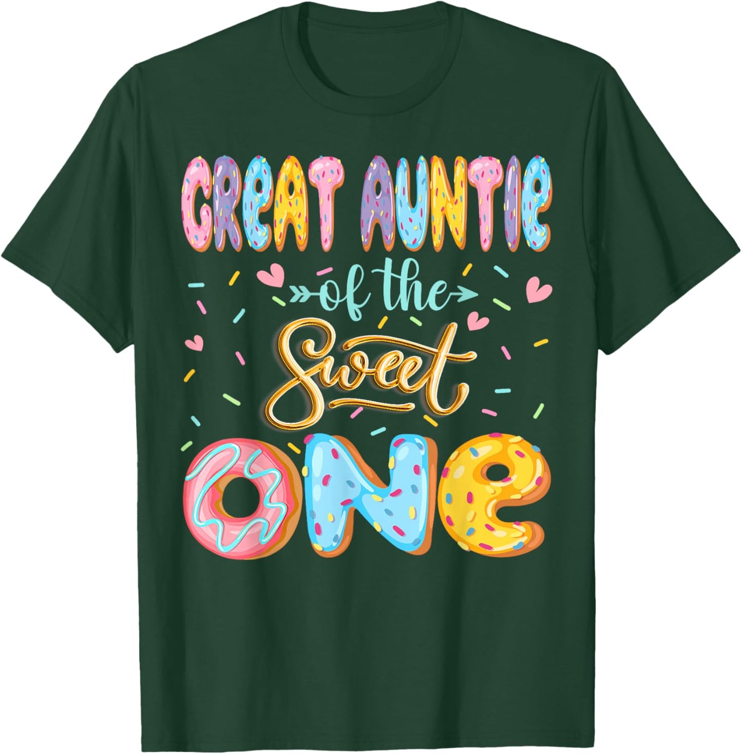 Great Auntie Of The Sweet One 1St Birthday Girl Donut Lover T-Shirt - T-Shirt | Forest