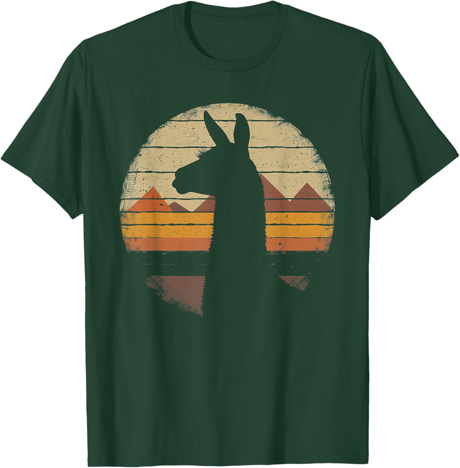 Llama Alpaca - Retro 70s 80s Graphic Vintage Men Women T-Shirt - T-Shirt | Forest