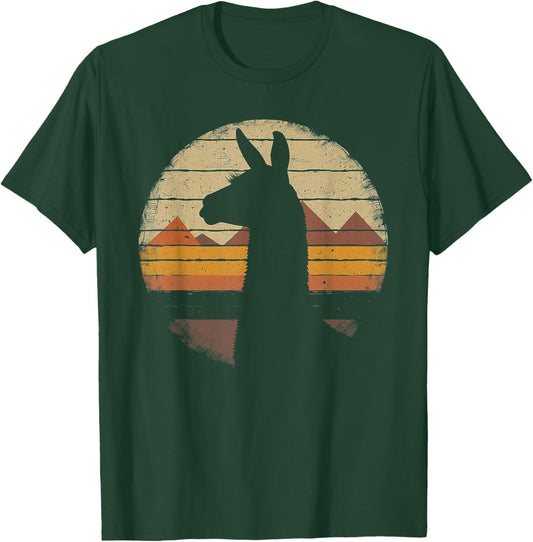 Llama Alpaca - Retro 70s 80s Graphic Vintage Men Women T-Shirt - T-Shirt | Forest