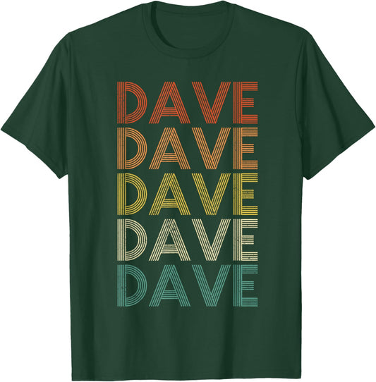 Dave Gifts Vintage Retro , Men's -Adults, Short Sleeve, Black, Small, , Retro, Classic Fit, Polyester 100% T-Shirt - T-Shirt | Forest