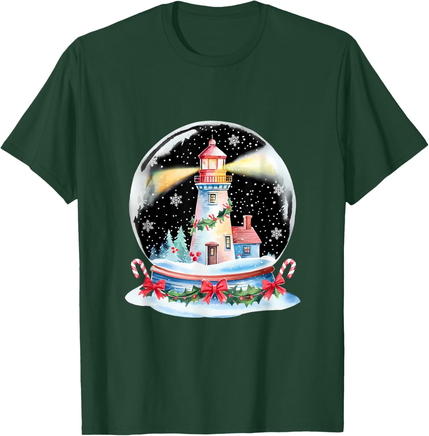 Christmas Ball Lighthouse Xmas Merry Christmas Winter T-Shirt - T-Shirt | Forest