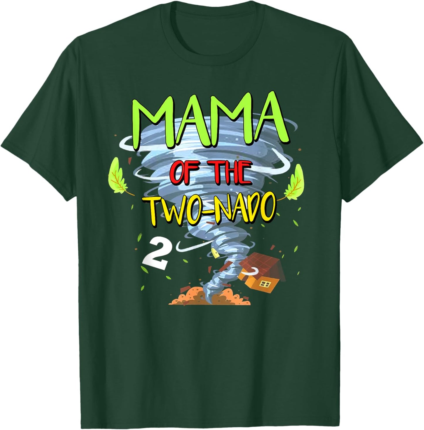 Mama of the Two-nado Tornado Theme 2nd Birthday Party T-Shirt - T-Shirt | Forest