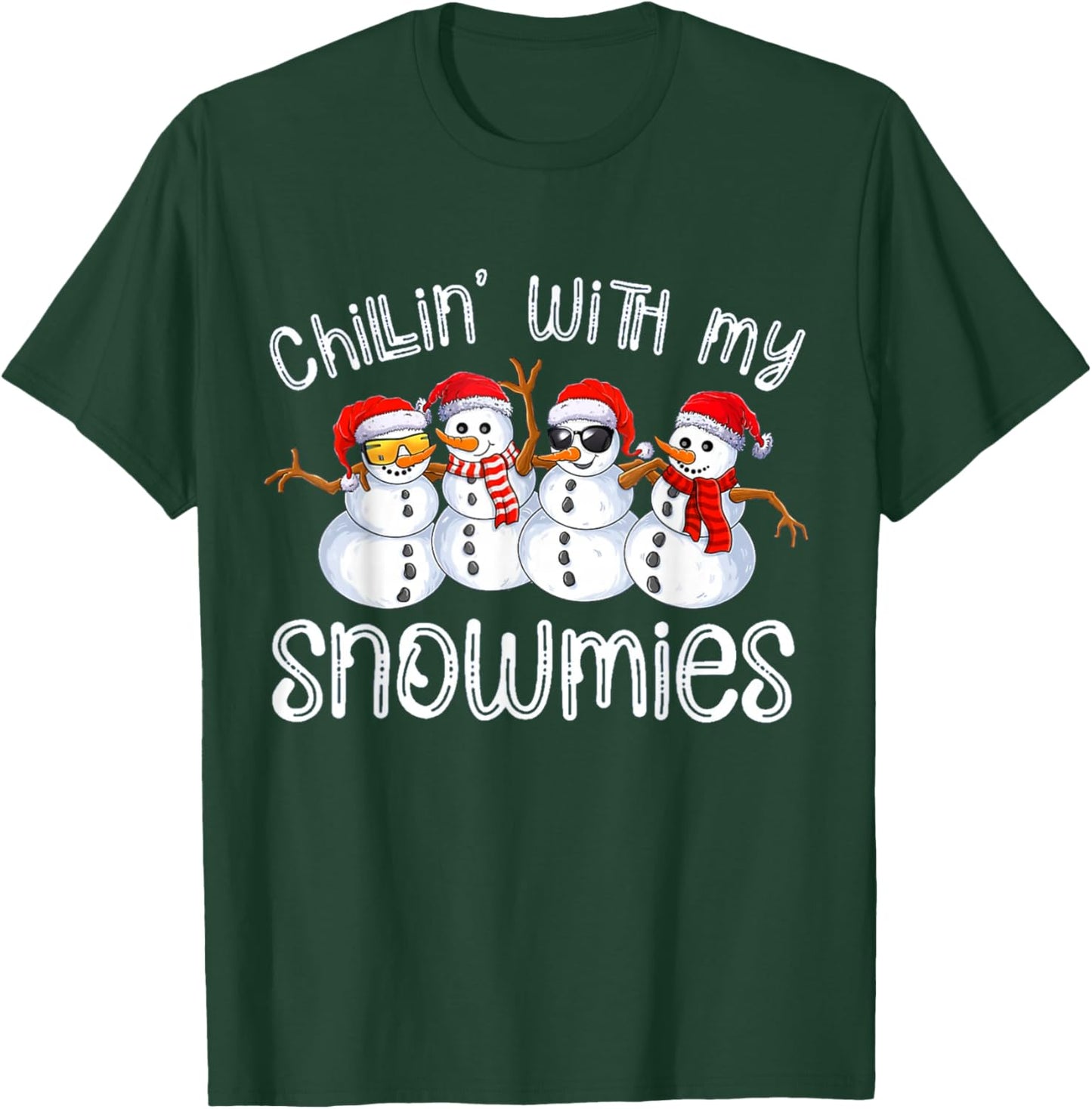 Chillin With My Snowmies Funny Snowman Christmas Kids Boys T-Shirt - T-Shirt | Forest