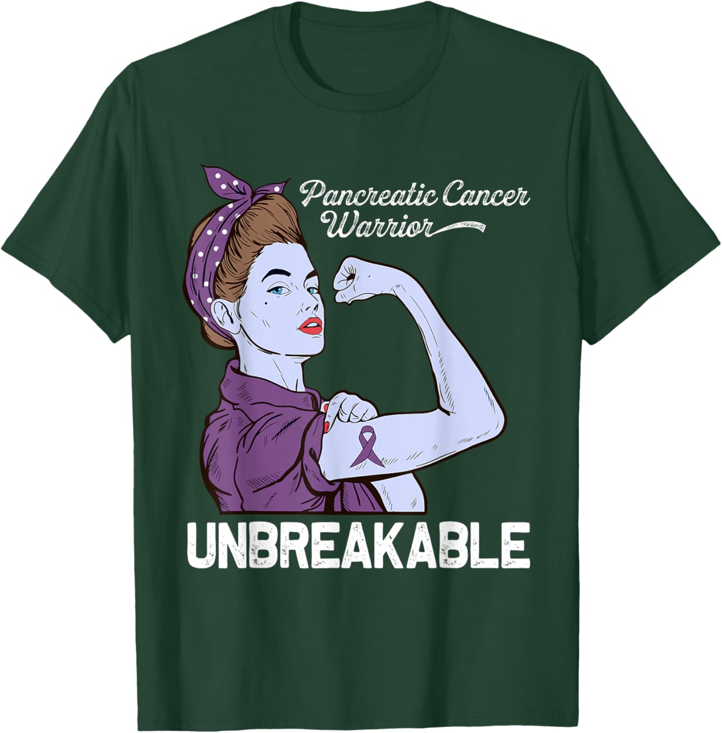 Pancreatic Cancer Warrior Awareness Purple Ribbon Support T-Shirt - T-Shirt | Forest