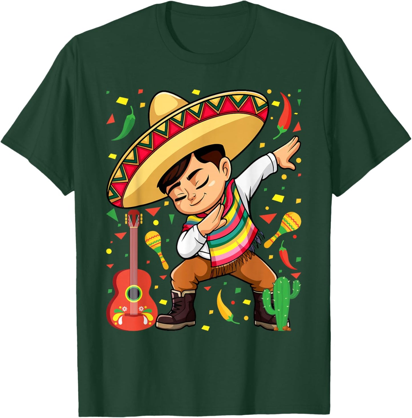 Mexican Boy Dabbing Poncho Cinco de Mayo T-Shirt - T-Shirt | Forest