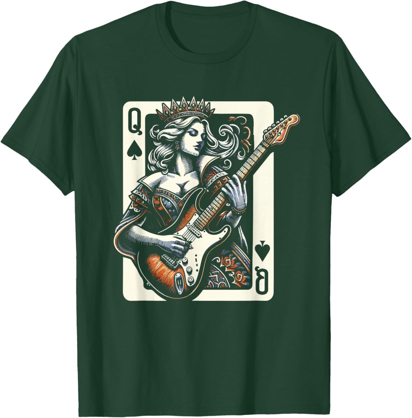 Women Queen Guitar Music Cool Guitarist T-Shirt - T-Shirt | Forest