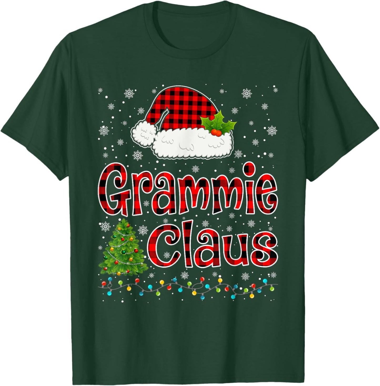 Funny Grammie Claus Christmas Lights Xmas Pajama Family T-Shirt - T-Shirt | Forest