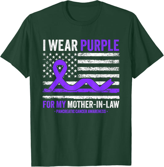 I Wear Purple For My Mother-In-Law Pancreatic Cancer T-Shirt - T-Shirt | Forest