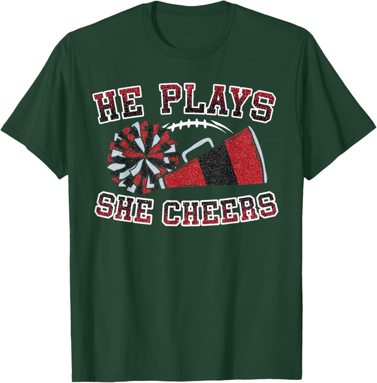 He Plays She Cheers Loud Proud Football And Cheer Mom Women T-Shirt - T-Shirt | Forest