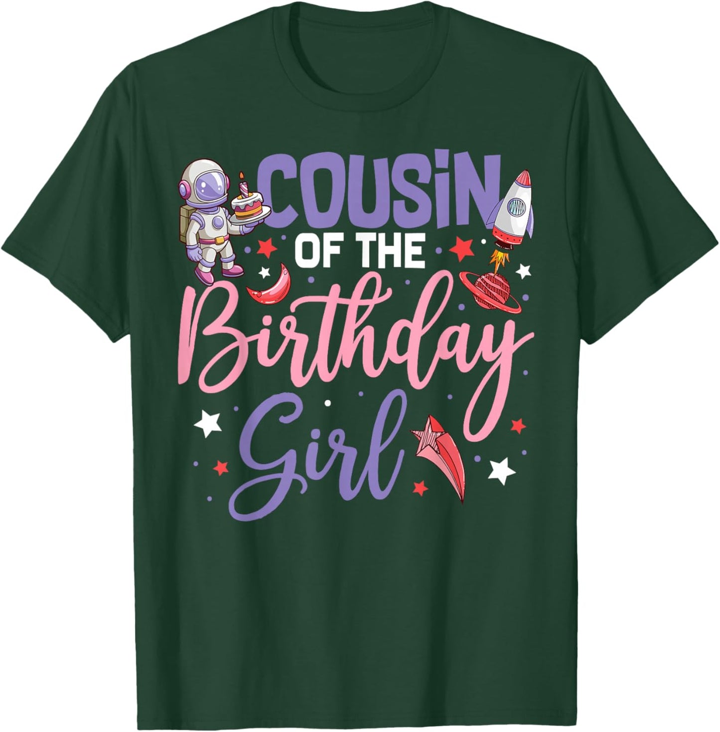 Two The Moon Cousin Of the Birthday Girl Astronaut Family T-Shirt - T-Shirt | Forest