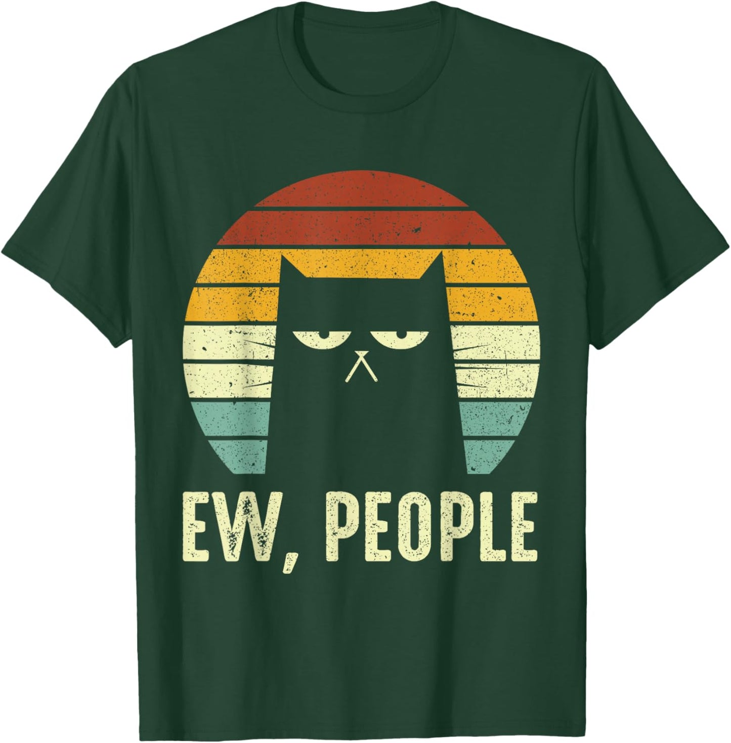 Ew People Retro Funny Black Cats Funny Meowy T-Shirt - T-Shirt | Forest